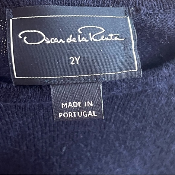 Oscar de la Renta Blue Cashmere Short Sleeve Sweater size 2yr - Picture 3 of 5